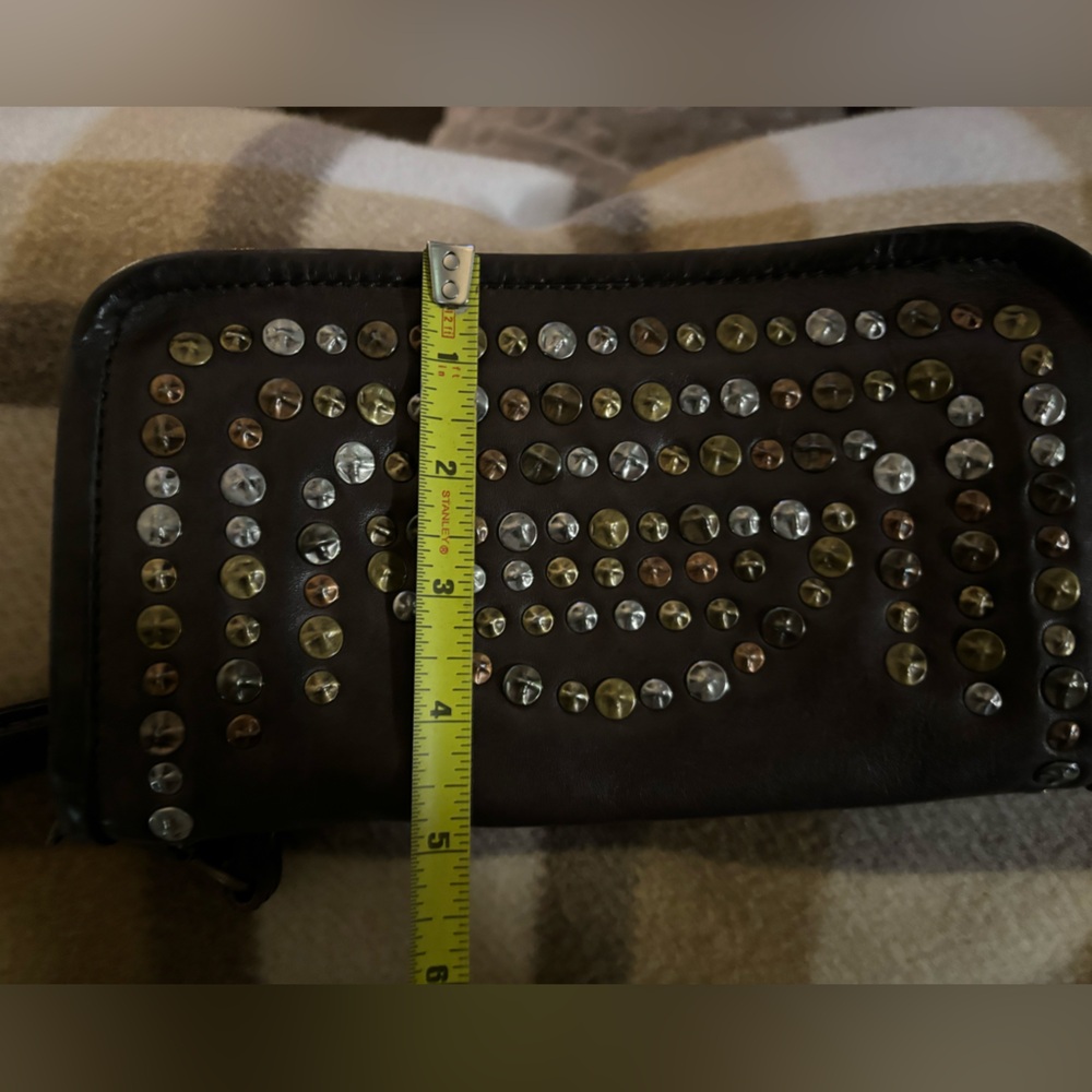 Brown soft leather wristlet